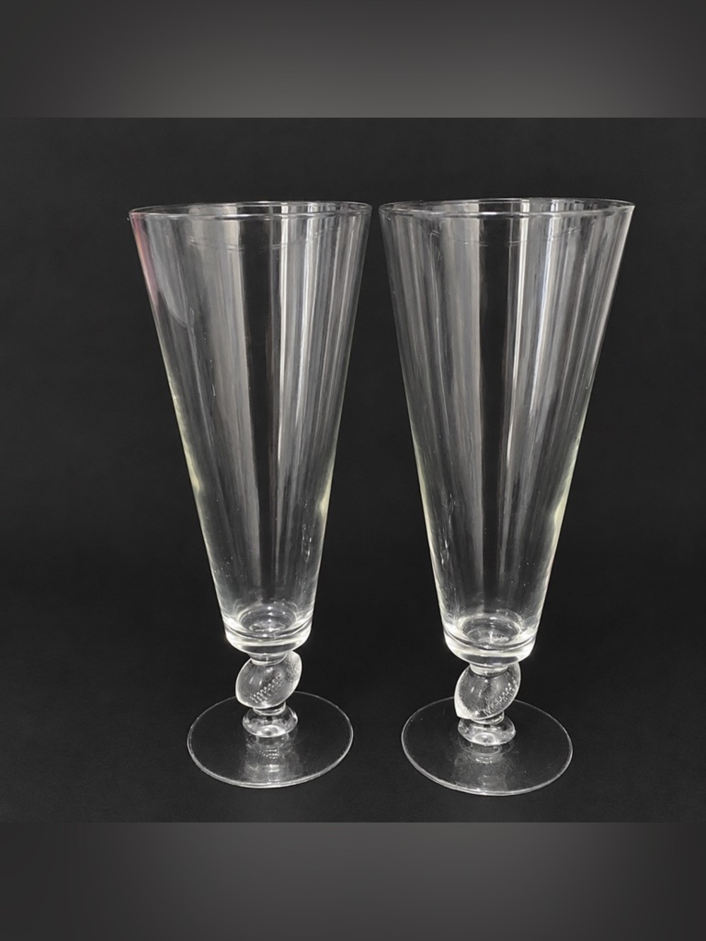 Libbey Clubhouse Collection Football Stem Pilsner Beer Glasses (2) Vintage